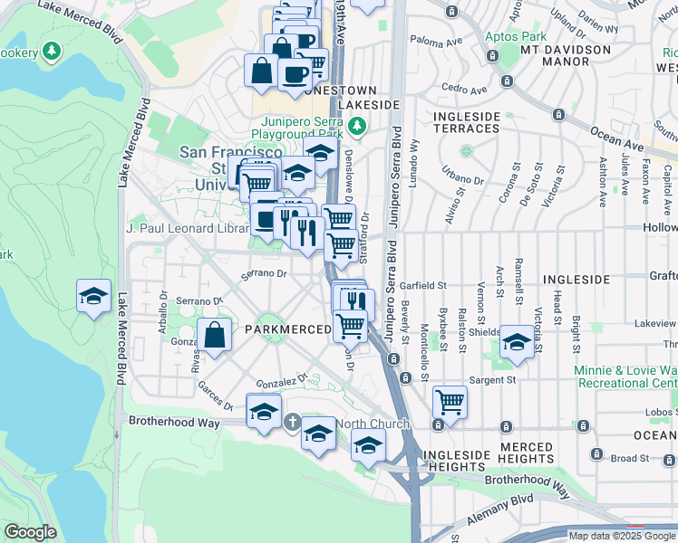 map of restaurants, bars, coffee shops, grocery stores, and more near in San Francisco
