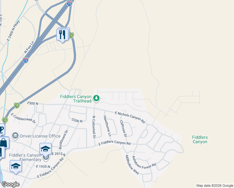 map of restaurants, bars, coffee shops, grocery stores, and more near 903 Fenwick Way in Cedar City