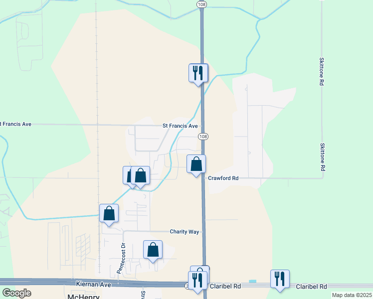 map of restaurants, bars, coffee shops, grocery stores, and more near 5637 McHenry Avenue in Modesto