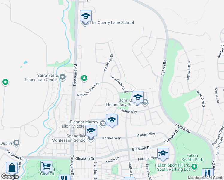 map of restaurants, bars, coffee shops, grocery stores, and more near 5616 North Dublin Ranch Drive in Dublin