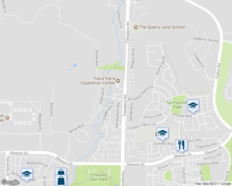 map of restaurants, bars, coffee shops, grocery stores, and more near 4077 Rosehill Place in Dublin