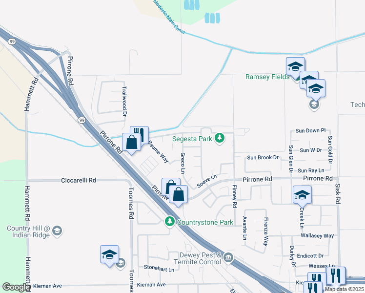 map of restaurants, bars, coffee shops, grocery stores, and more near 5616 Anada Court in Salida
