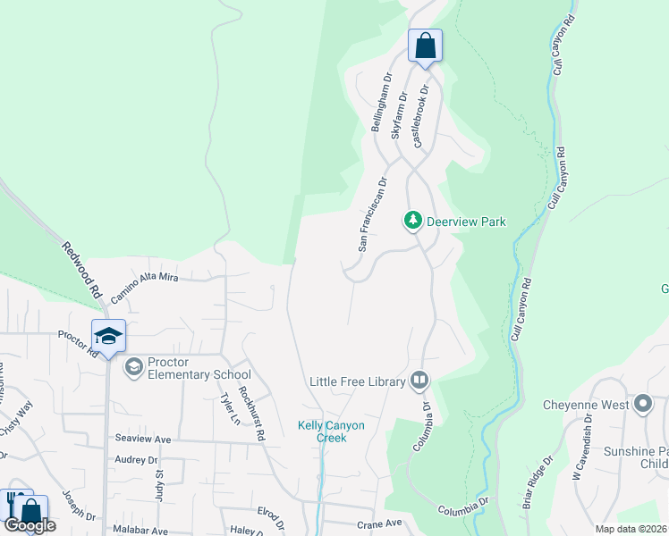 map of restaurants, bars, coffee shops, grocery stores, and more near 17499 San Franciscan Drive in Castro Valley