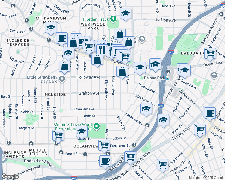 map of restaurants, bars, coffee shops, grocery stores, and more near in San Francisco