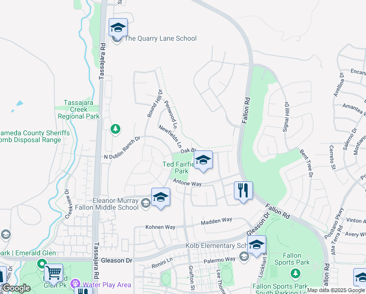 map of restaurants, bars, coffee shops, grocery stores, and more near 5591 Newfields Lane in Dublin