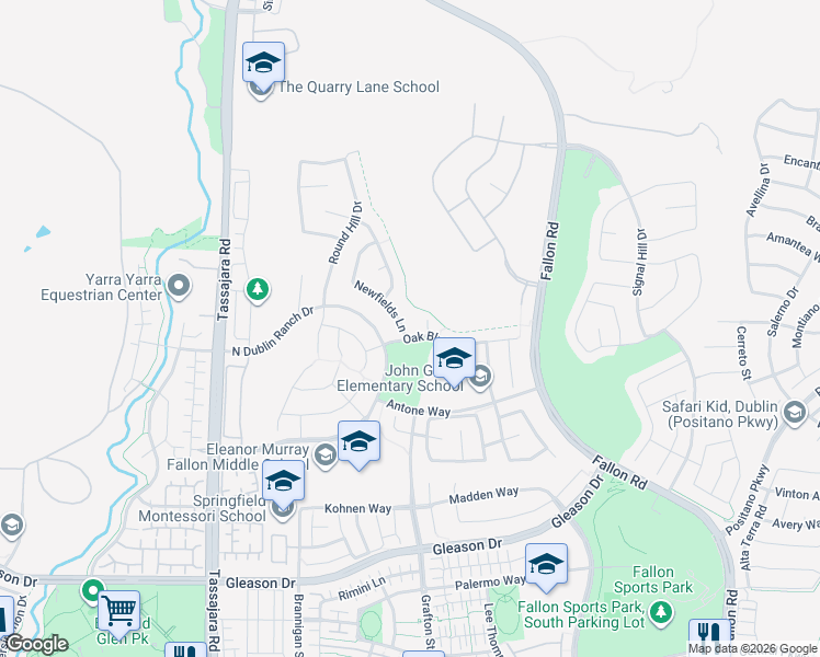 map of restaurants, bars, coffee shops, grocery stores, and more near 5591 Newfields Lane in Dublin