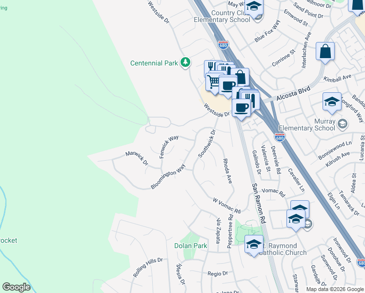 map of restaurants, bars, coffee shops, grocery stores, and more near 8688 Royston Court in Dublin