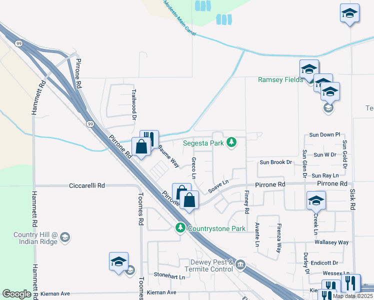 map of restaurants, bars, coffee shops, grocery stores, and more near 5616 Anada Court in Salida