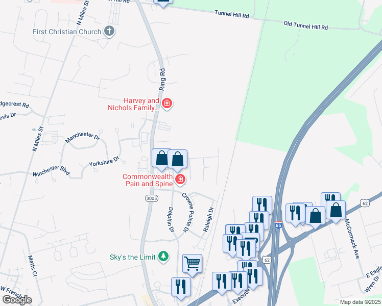 map of restaurants, bars, coffee shops, grocery stores, and more near in Elizabethtown