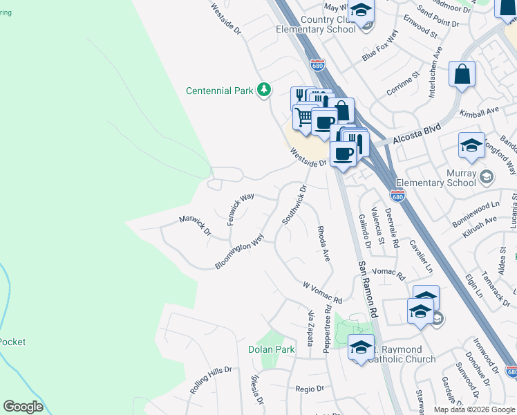 map of restaurants, bars, coffee shops, grocery stores, and more near 8688 Royston Court in Dublin