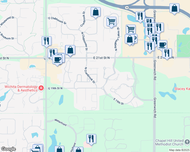map of restaurants, bars, coffee shops, grocery stores, and more near 2011-2031 North Lindberg Street in Wichita