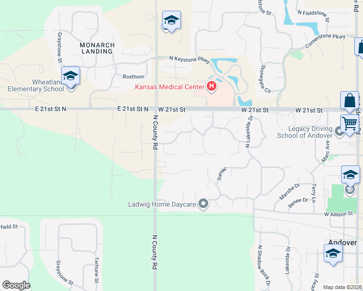 map of restaurants, bars, coffee shops, grocery stores, and more near 1511 Browning Court in Andover