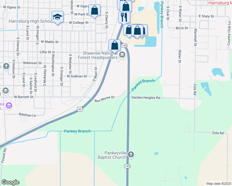 map of restaurants, bars, coffee shops, grocery stores, and more near 165 Ron Morse Drive in Harrisburg