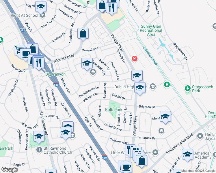 map of restaurants, bars, coffee shops, grocery stores, and more near 7477 Limerick Avenue in Dublin