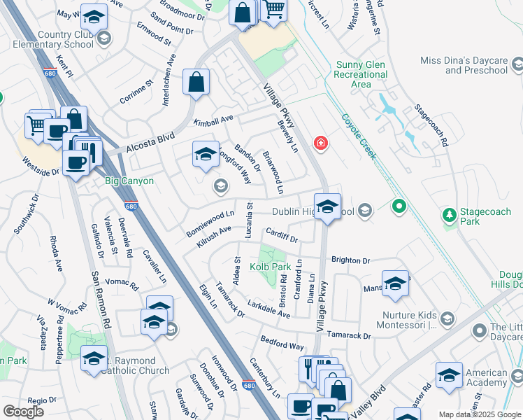 map of restaurants, bars, coffee shops, grocery stores, and more near 7465 Limerick Avenue in Dublin