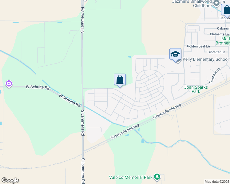 map of restaurants, bars, coffee shops, grocery stores, and more near 3004 Redbridge Road in Tracy