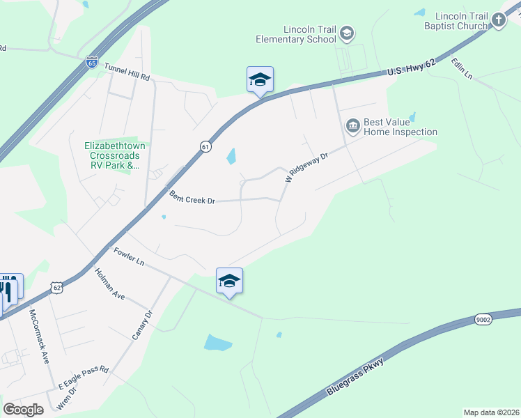 map of restaurants, bars, coffee shops, grocery stores, and more near Coldcreek Ct N in Elizabethtown