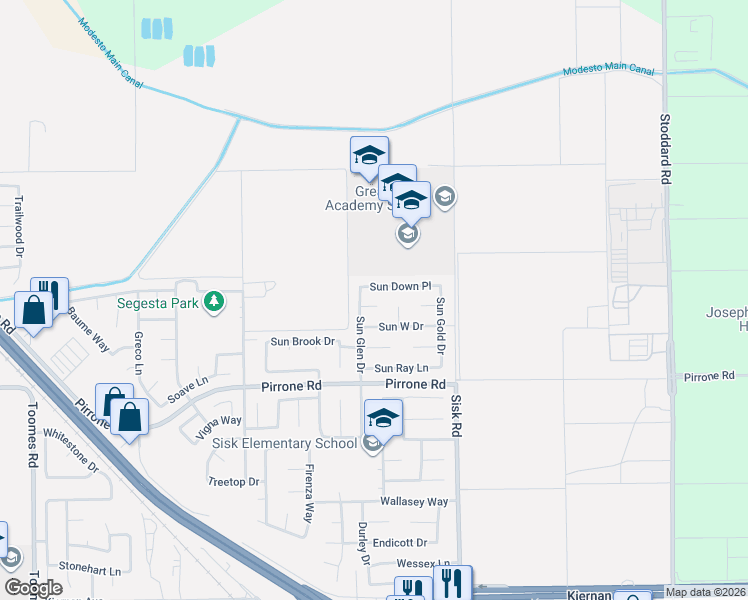 map of restaurants, bars, coffee shops, grocery stores, and more near 4612 Sun Glen Court in Salida