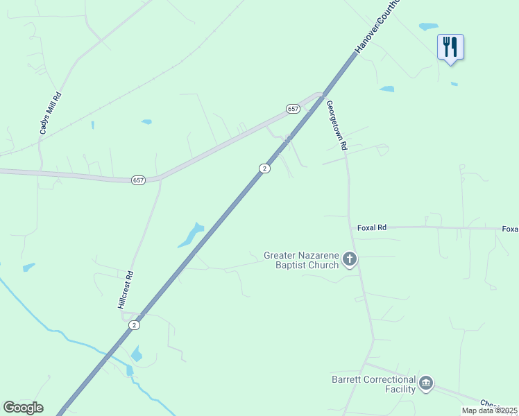 map of restaurants, bars, coffee shops, grocery stores, and more near 11486 Hanover Courthouse Road in Hanover