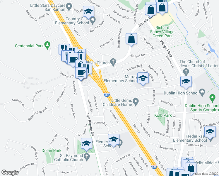 map of restaurants, bars, coffee shops, grocery stores, and more near 8612 Wicklow Lane in Dublin