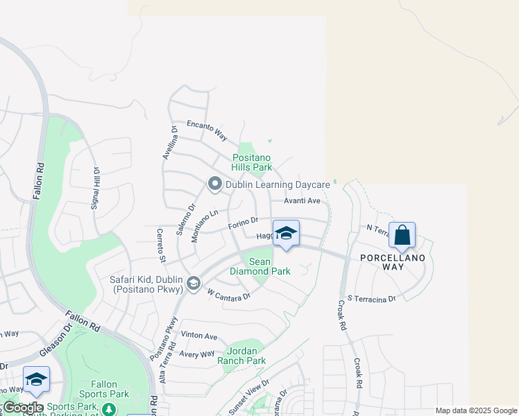 map of restaurants, bars, coffee shops, grocery stores, and more near 2219 Brandini Drive in Pleasanton