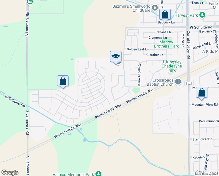 map of restaurants, bars, coffee shops, grocery stores, and more near 927 Forecast Lane in Tracy