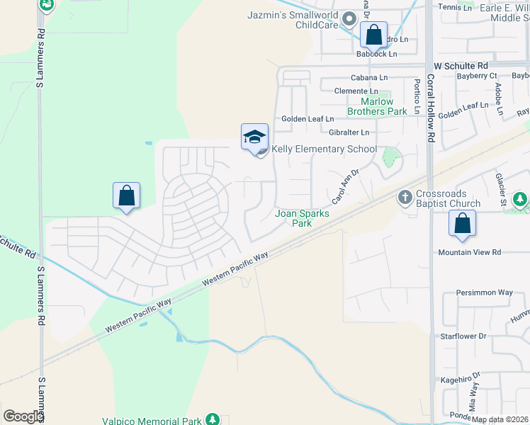 map of restaurants, bars, coffee shops, grocery stores, and more near 945 Mabel Josephine Drive in Tracy