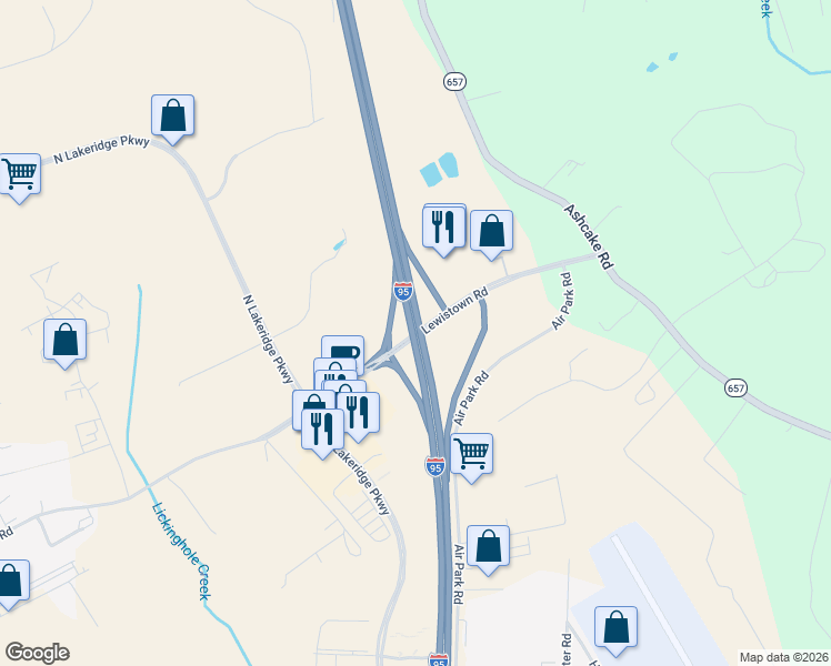 map of restaurants, bars, coffee shops, grocery stores, and more near 802 Lewistown Road in Ashland