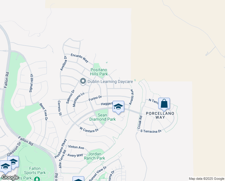map of restaurants, bars, coffee shops, grocery stores, and more near 2150 Avanti Avenue in Pleasanton