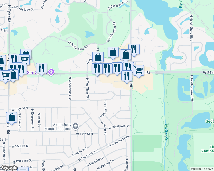 map of restaurants, bars, coffee shops, grocery stores, and more near 7500 Cornelison Street in Wichita