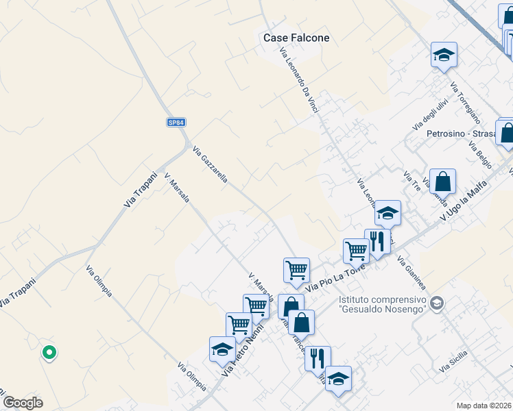map of restaurants, bars, coffee shops, grocery stores, and more near 45 Via Gazzarella in Libero consorzio comunale di Trapani
