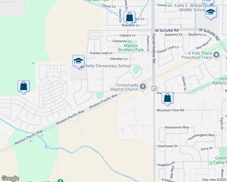 map of restaurants, bars, coffee shops, grocery stores, and more near 2270 Carol Ann Court in Tracy