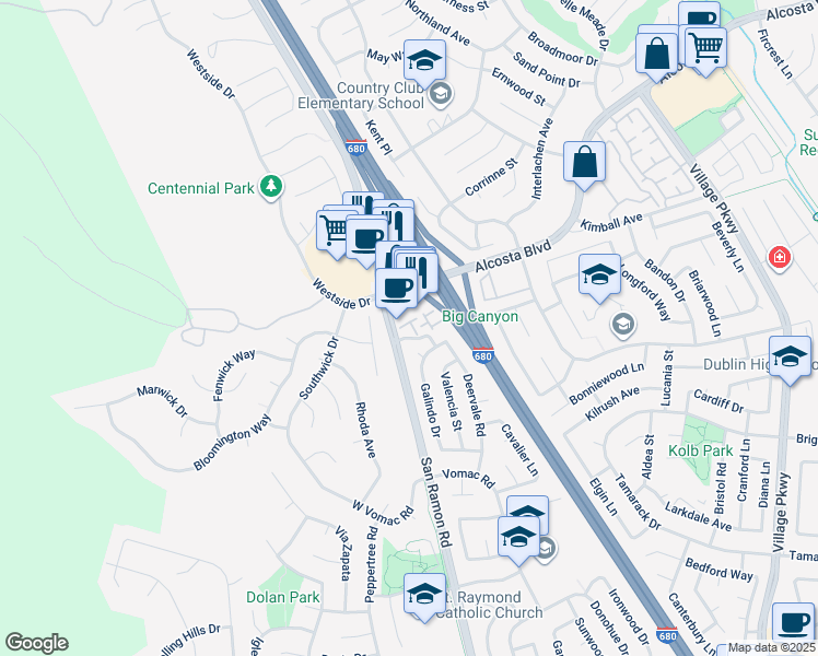 map of restaurants, bars, coffee shops, grocery stores, and more near 8892 Bellina Commons in Dublin