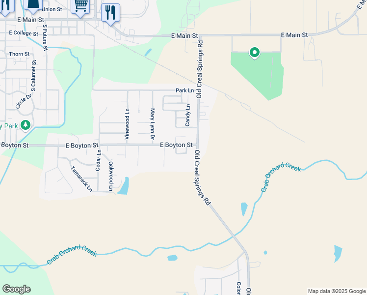 map of restaurants, bars, coffee shops, grocery stores, and more near 1803 East Boyton Street in Marion