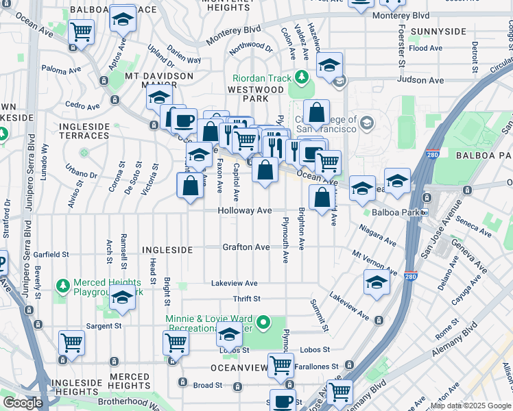 map of restaurants, bars, coffee shops, grocery stores, and more near in San Francisco