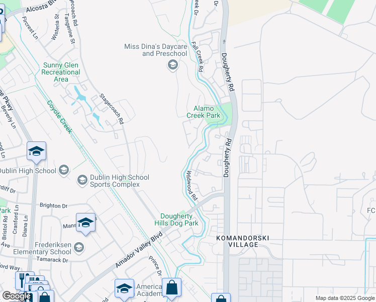 map of restaurants, bars, coffee shops, grocery stores, and more near in Pleasanton