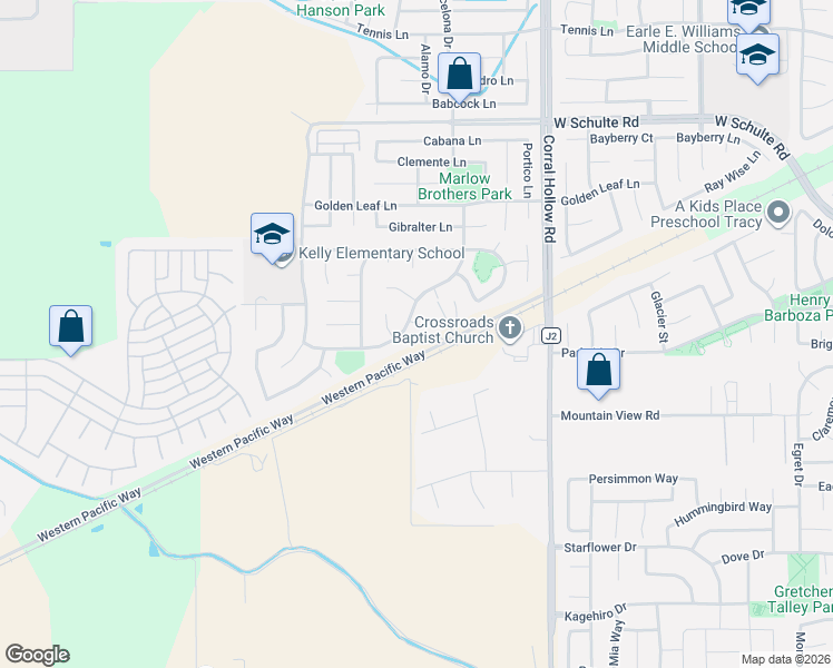 map of restaurants, bars, coffee shops, grocery stores, and more near 2270 Carol Ann Court in Tracy