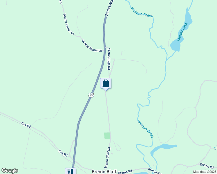 map of restaurants, bars, coffee shops, grocery stores, and more near 347 Bremo Bluff Road in Bremo Bluff