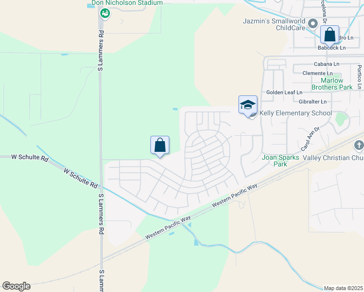 map of restaurants, bars, coffee shops, grocery stores, and more near 649 Belmont Lane in Tracy