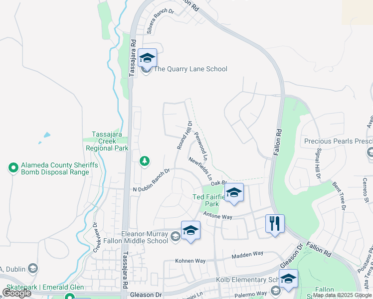 map of restaurants, bars, coffee shops, grocery stores, and more near 5822 Newfields Lane in Dublin