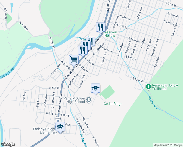map of restaurants, bars, coffee shops, grocery stores, and more near 1101 Cherry Avenue in Buena Vista