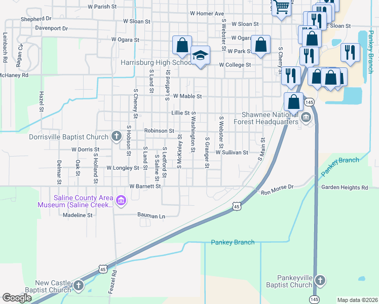 map of restaurants, bars, coffee shops, grocery stores, and more near 1201-1399 S Washington St in Harrisburg