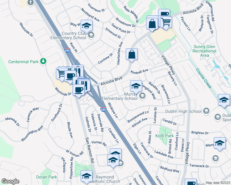 map of restaurants, bars, coffee shops, grocery stores, and more near 8794 Wicklow Lane in Dublin
