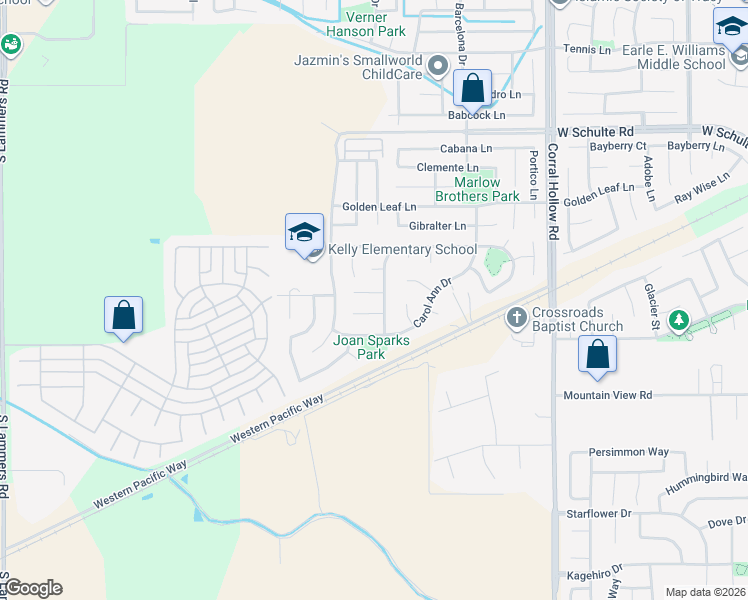 map of restaurants, bars, coffee shops, grocery stores, and more near 2433 Colby Court in Tracy
