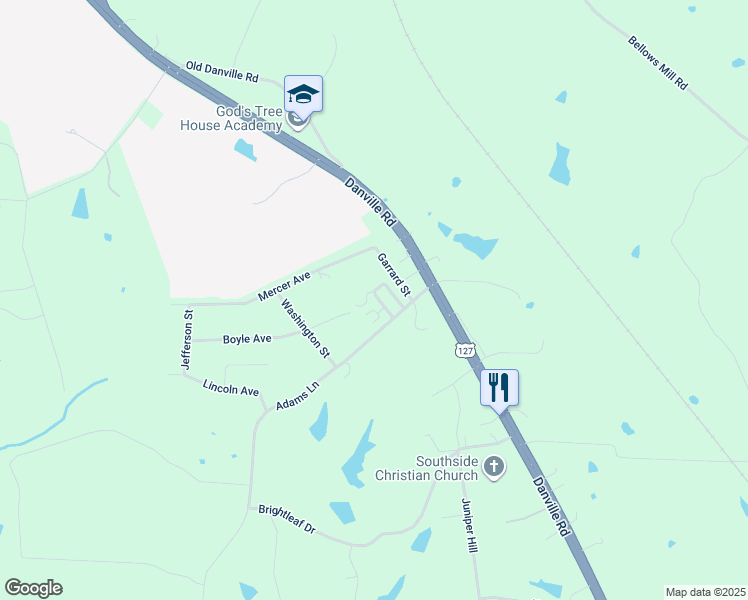 map of restaurants, bars, coffee shops, grocery stores, and more near 149 Tyler Avenue in Harrodsburg