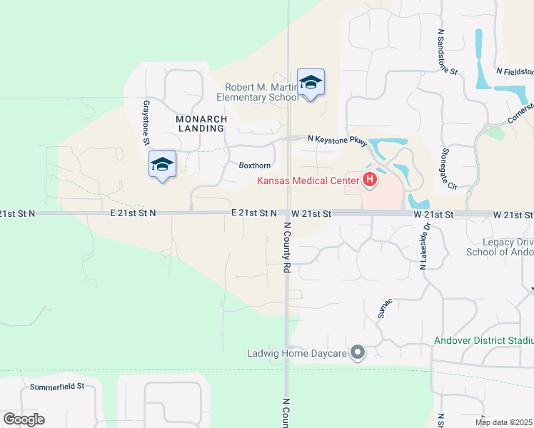 map of restaurants, bars, coffee shops, grocery stores, and more near 15196-15698 East 21st St N in Wichita