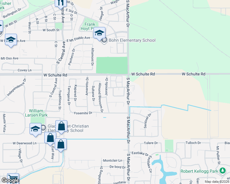 map of restaurants, bars, coffee shops, grocery stores, and more near 980 Waylinn Lane in Tracy