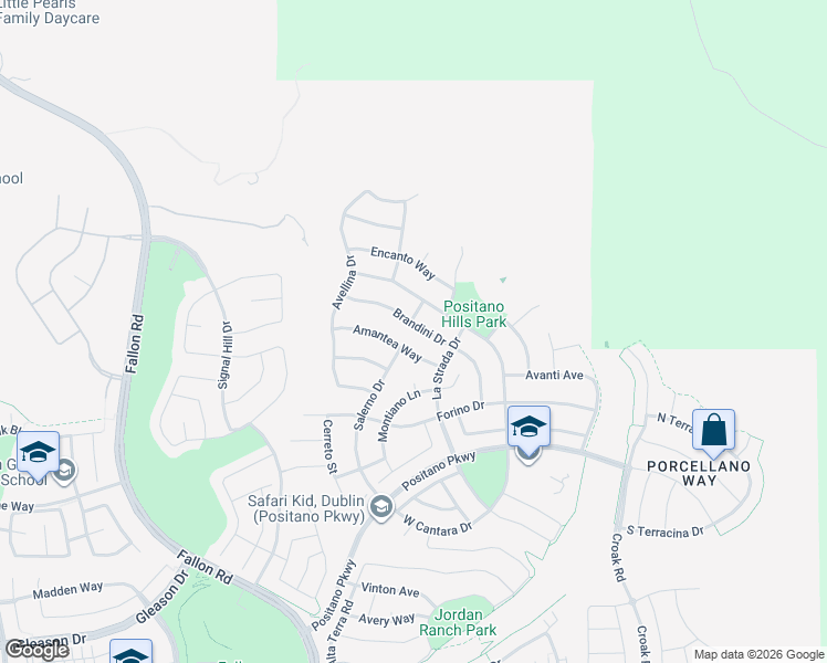 map of restaurants, bars, coffee shops, grocery stores, and more near 2397 Brandini Drive in Dublin