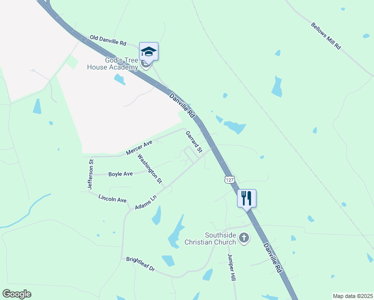 map of restaurants, bars, coffee shops, grocery stores, and more near 116 Garrard Avenue in Harrodsburg