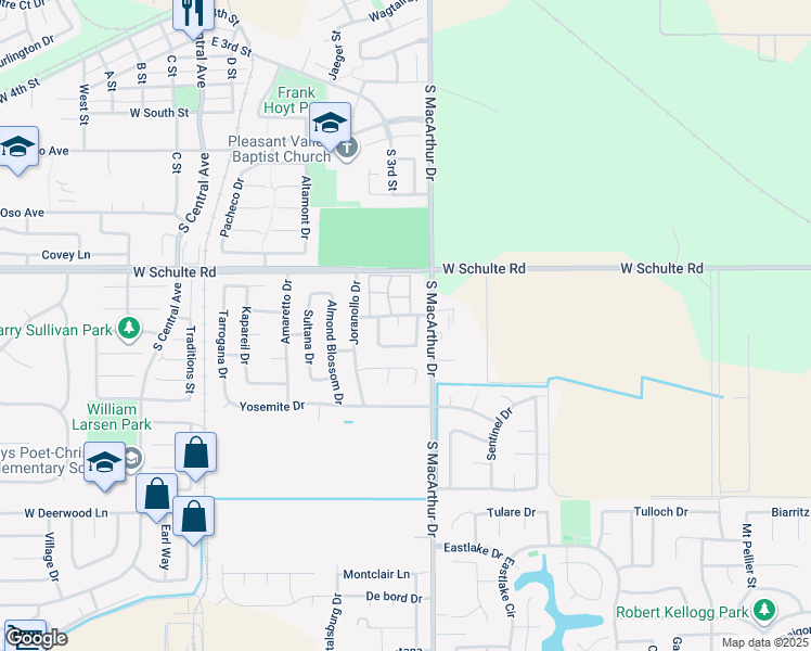 map of restaurants, bars, coffee shops, grocery stores, and more near 950 Peerless Court in Tracy